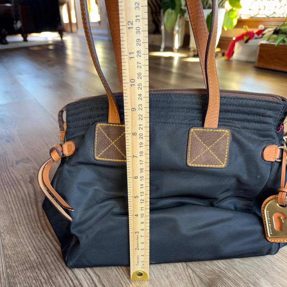 Dooney & Bourke Black with Brown Leather Trim Nylon shoulder tote bag - Picture 15 of 16